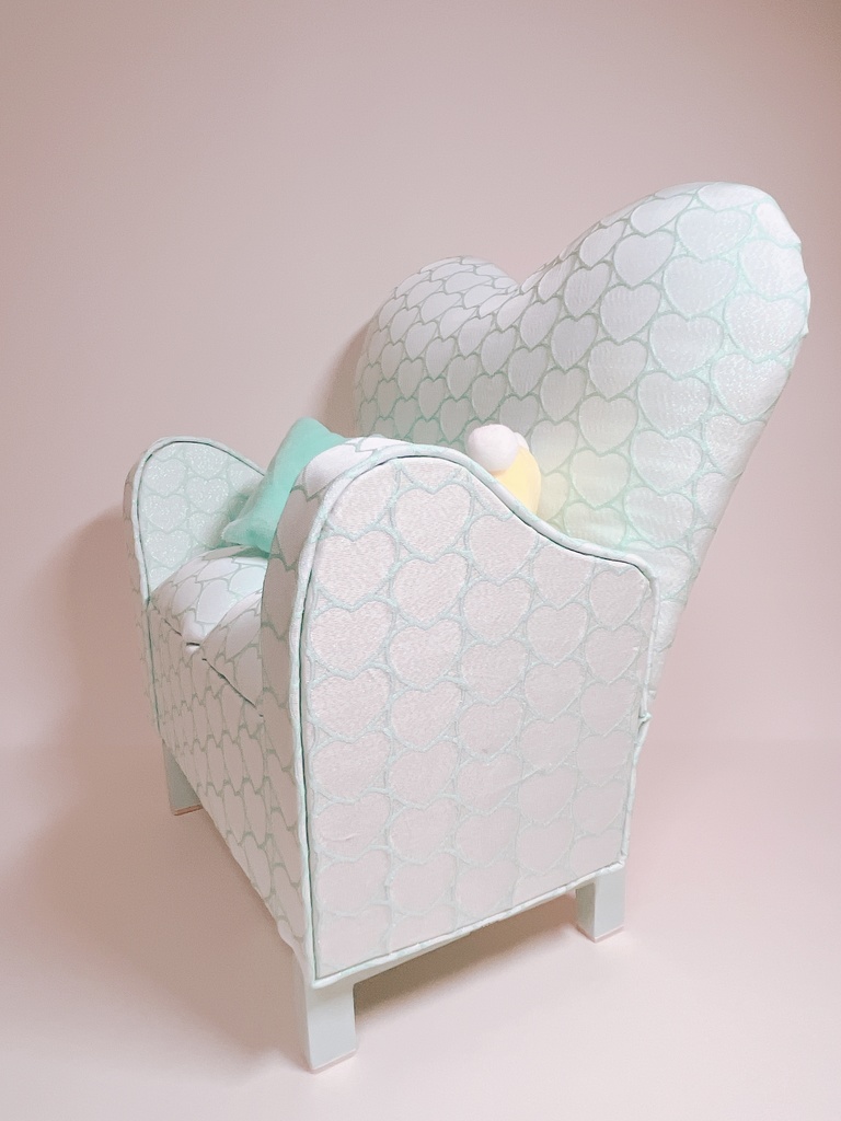 ドールサイズ ダブルソファ ハートラメグリーン