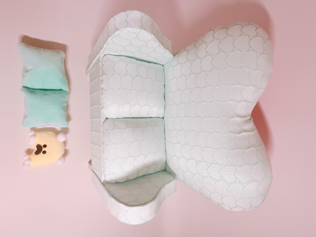 ドールサイズ ダブルソファ ハートラメグリーン