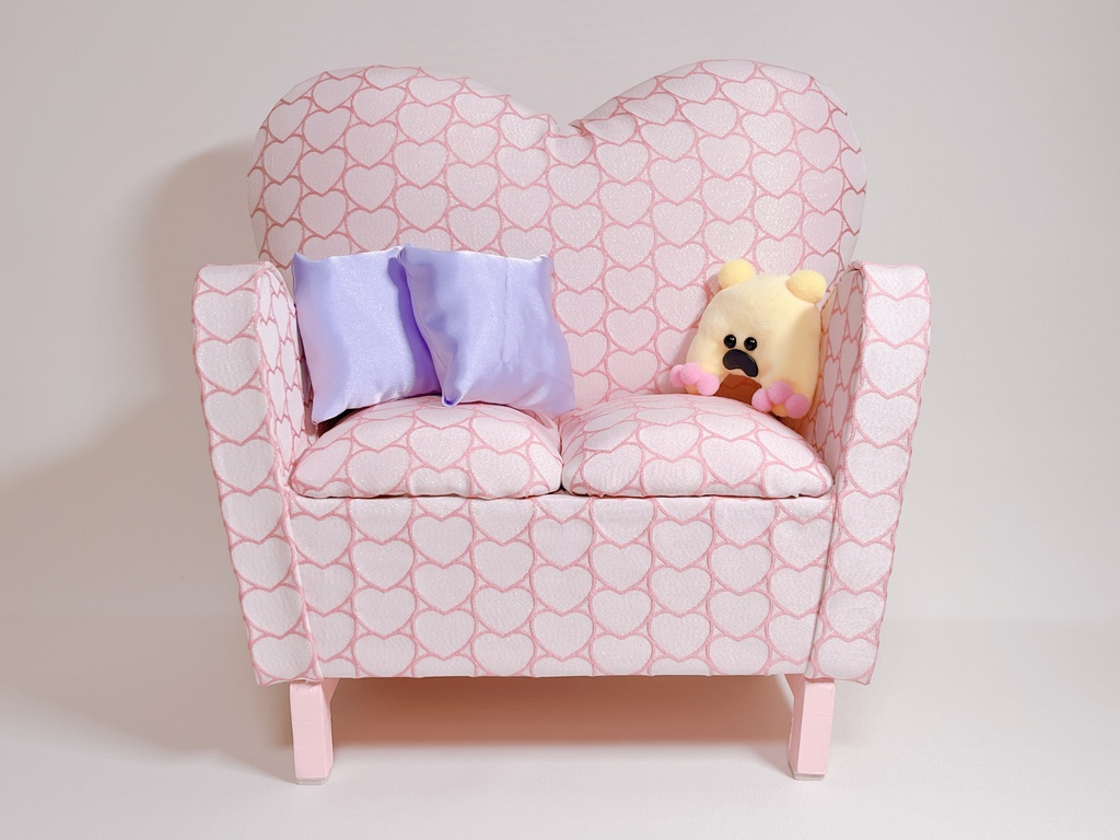 ドールサイズ ダブルソファ ハートラメピンク