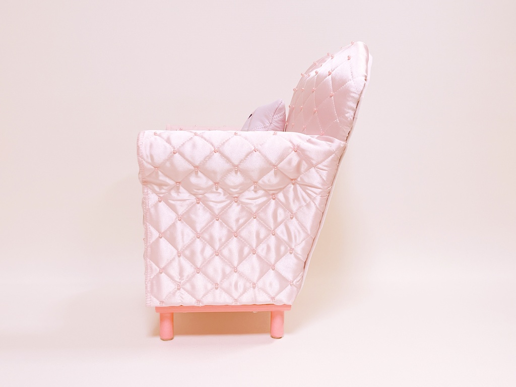 ドールサイズ サテンパールキルト シングルソファ ピンク