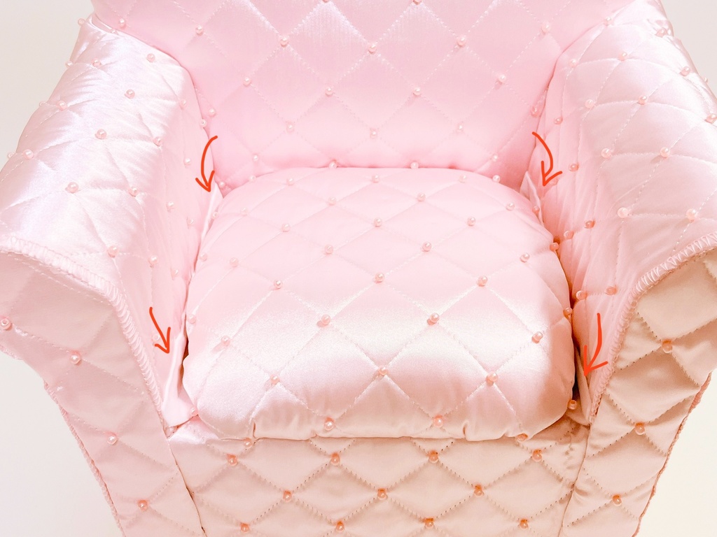 ドールサイズ ワケありサテンパールキルトシングルソファ ピンク