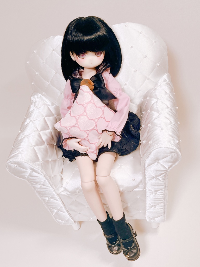 ドールサイズ サテンパールキルト シングルソファ ホワイト