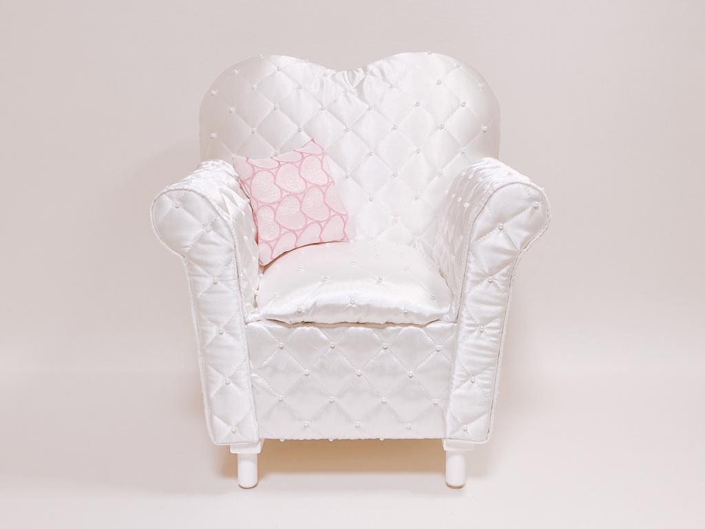 ドールサイズ サテンパールキルト シングルソファ ホワイト