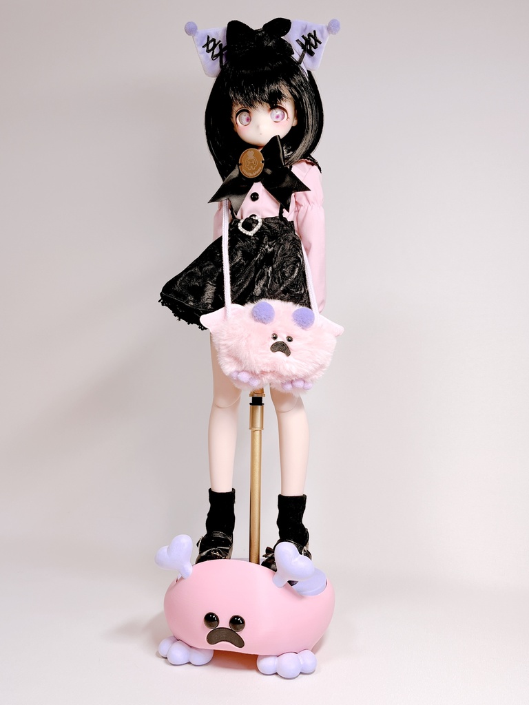 簡易ドールスタンド「もふもふじゃないマン」 Aタイプ ピンク×パープル
