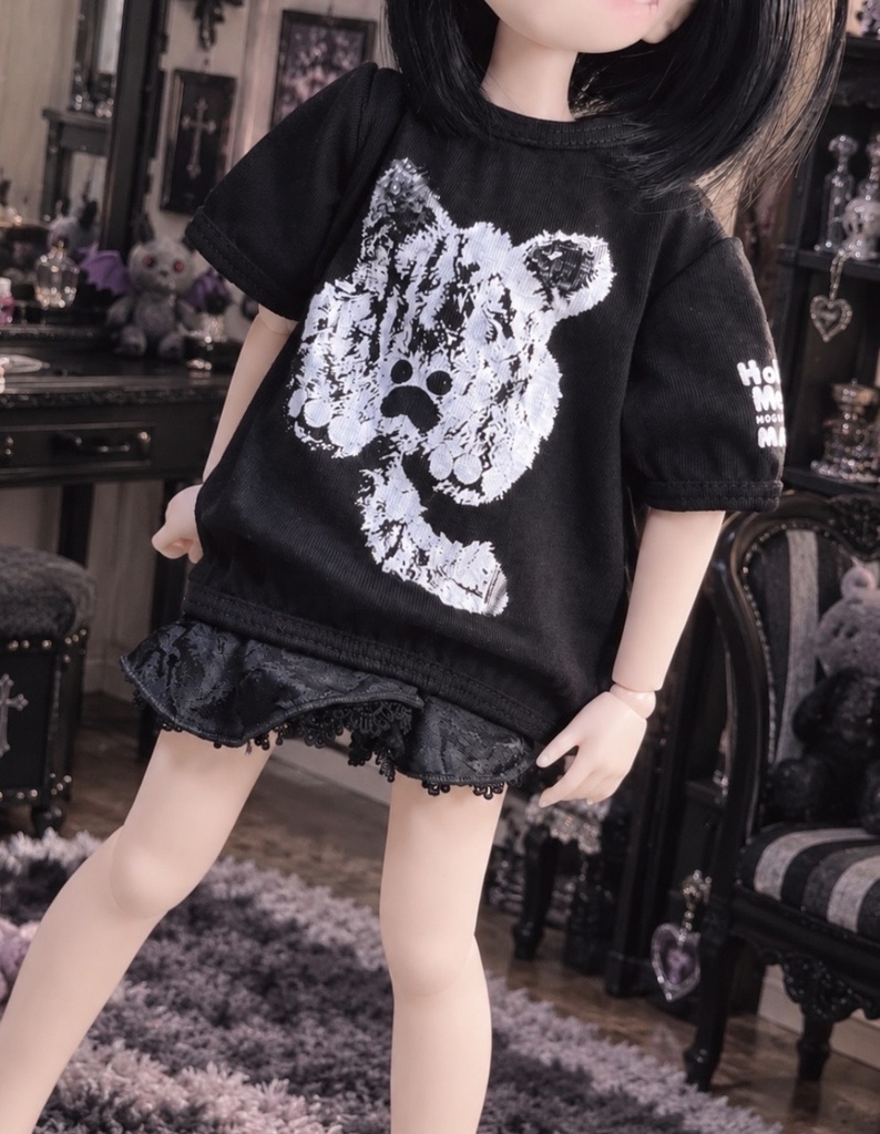 ドールサイズ　にゃーもっふ　フォトグラフィック　シルクプリントTシャツ