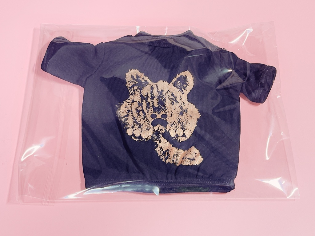 ドールサイズ　にゃーもっふフォトグラフィック　ゴールド　シルクプリントTシャツ