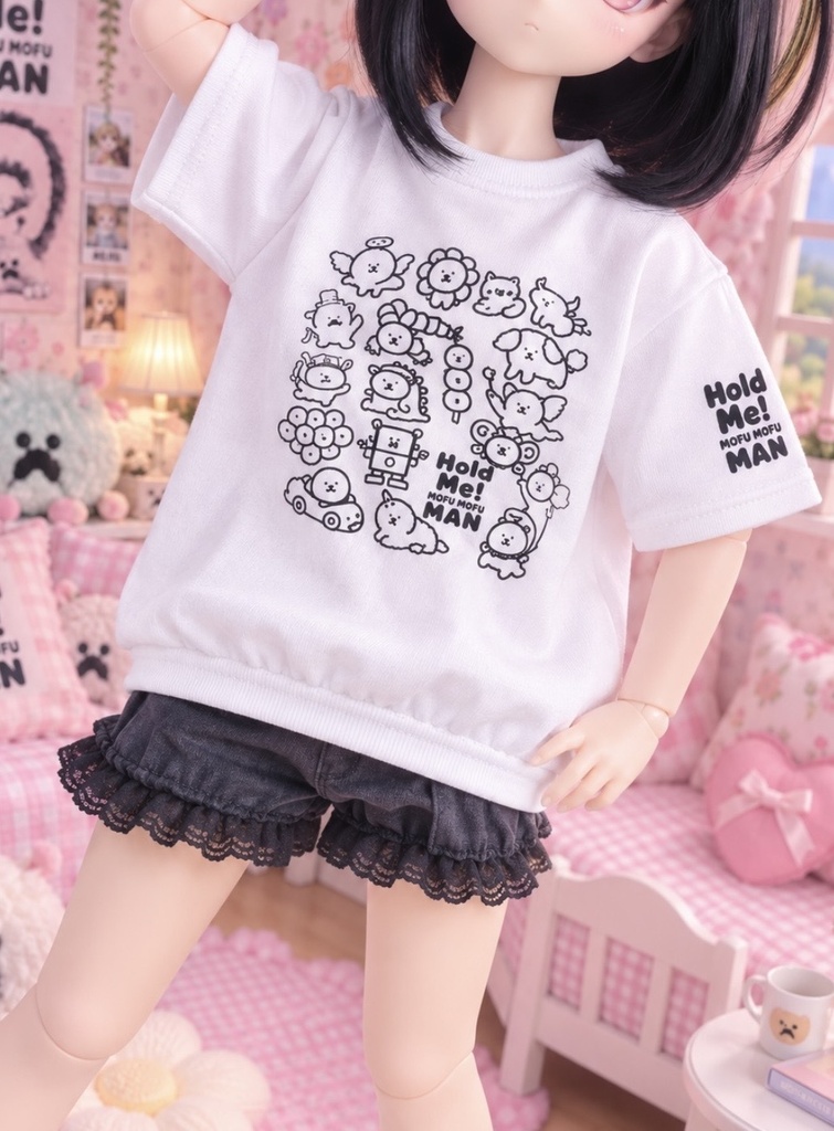 ドールサイズ　もふもふマン変異種　大集合！　シルクプリントTシャツ