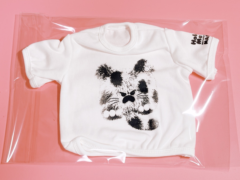 ドールサイズ　にゃーもっふフォトグラフィック白T　シルクプリントTシャツ