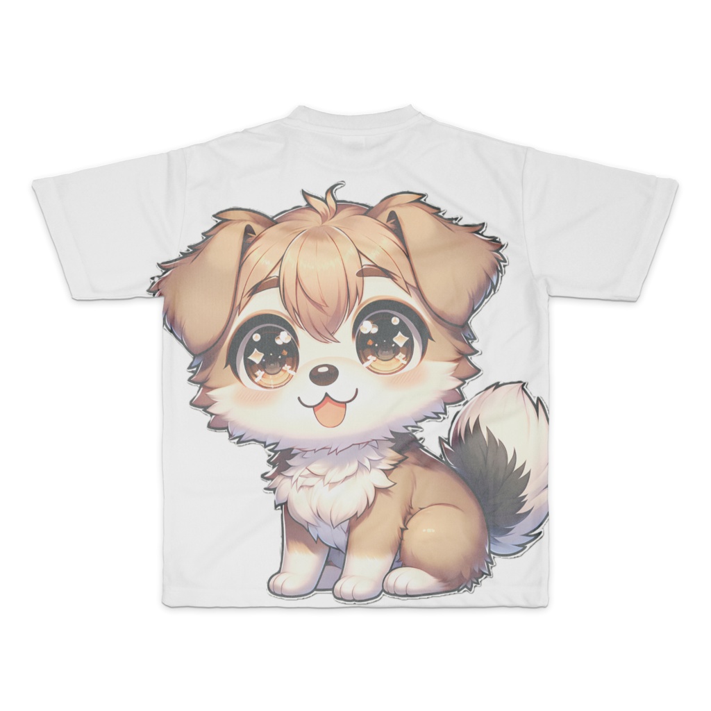 キラキラのワンコのフルグラフィックTシャツ