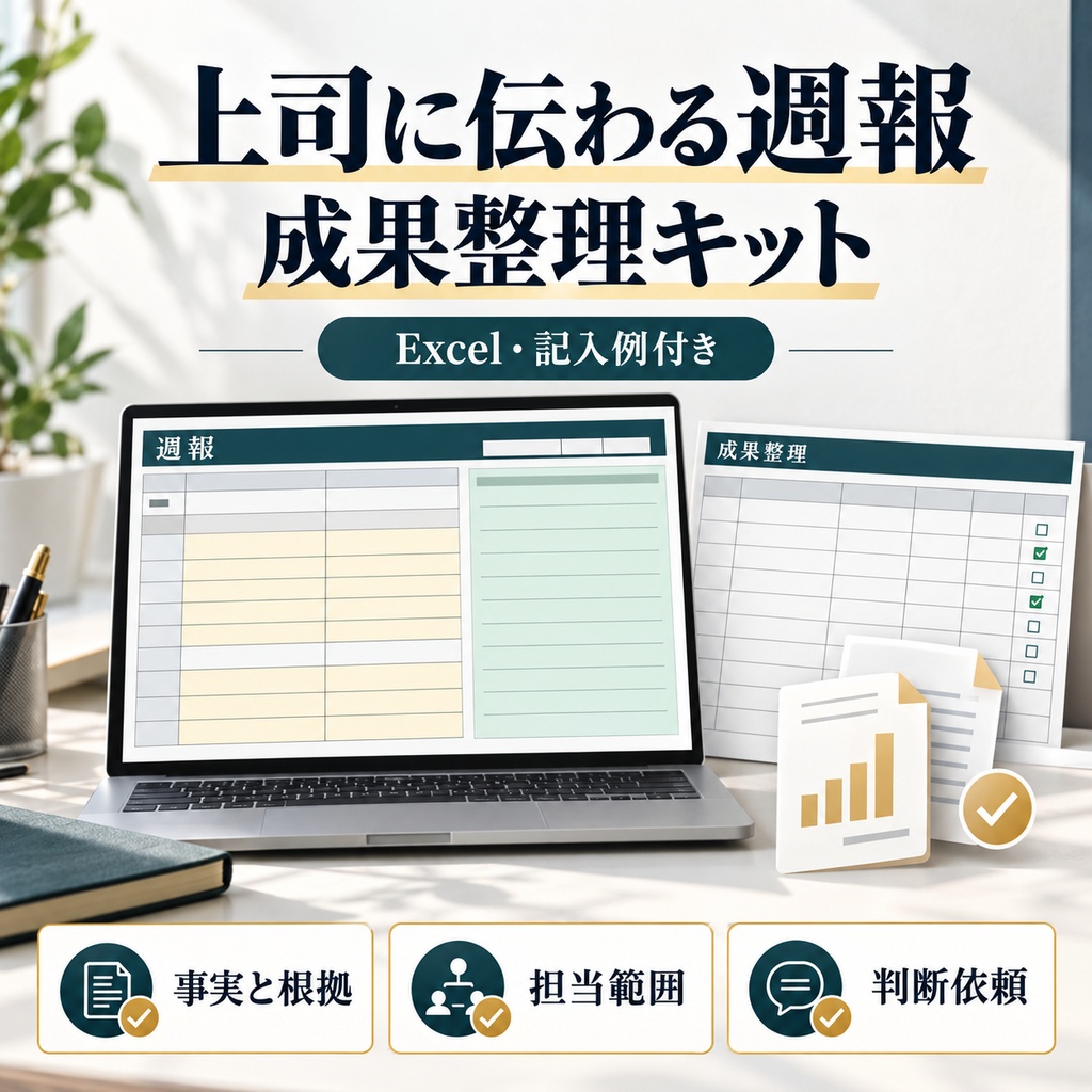 上司に伝わる週報・成果整理キット【Excel・記入例付き】