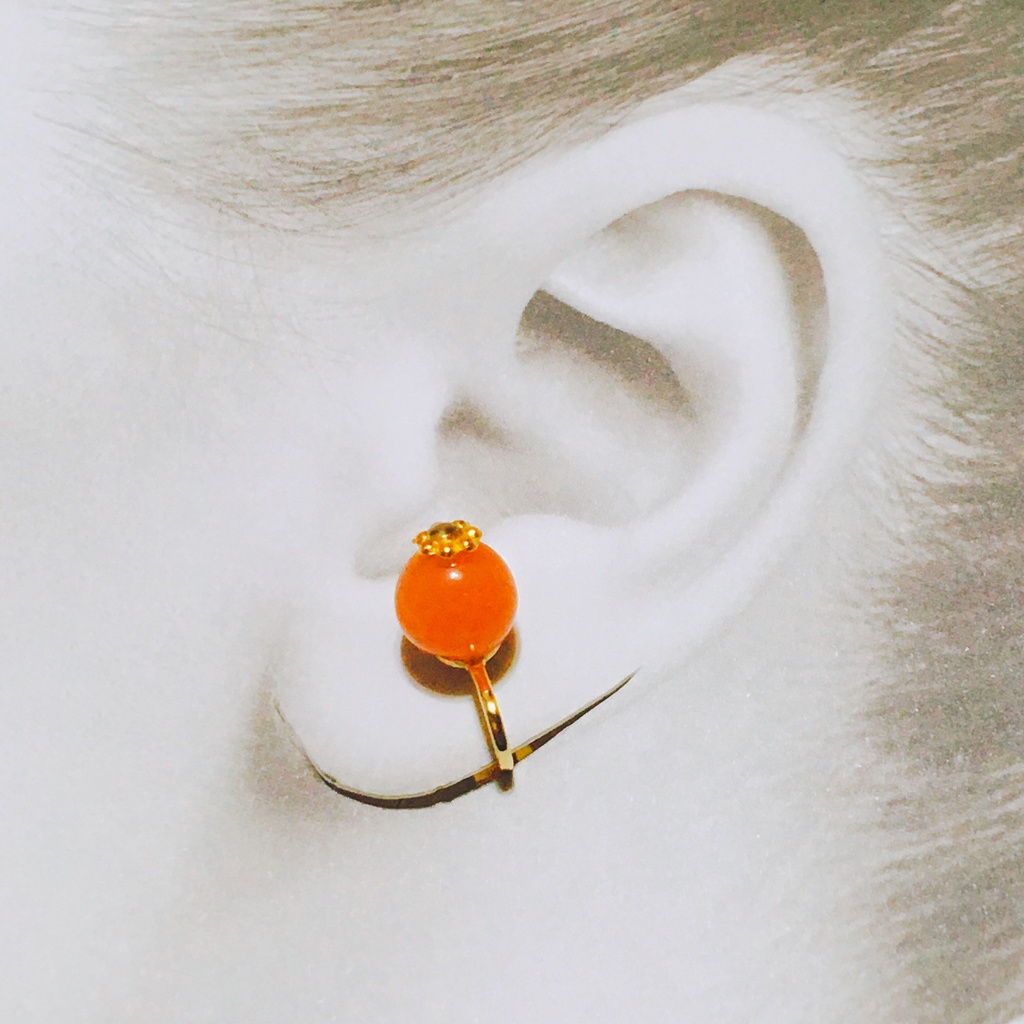 【All Hallows' Eve】オレンジアベンチュリンのイヤリング(ピアスにも変更可能)