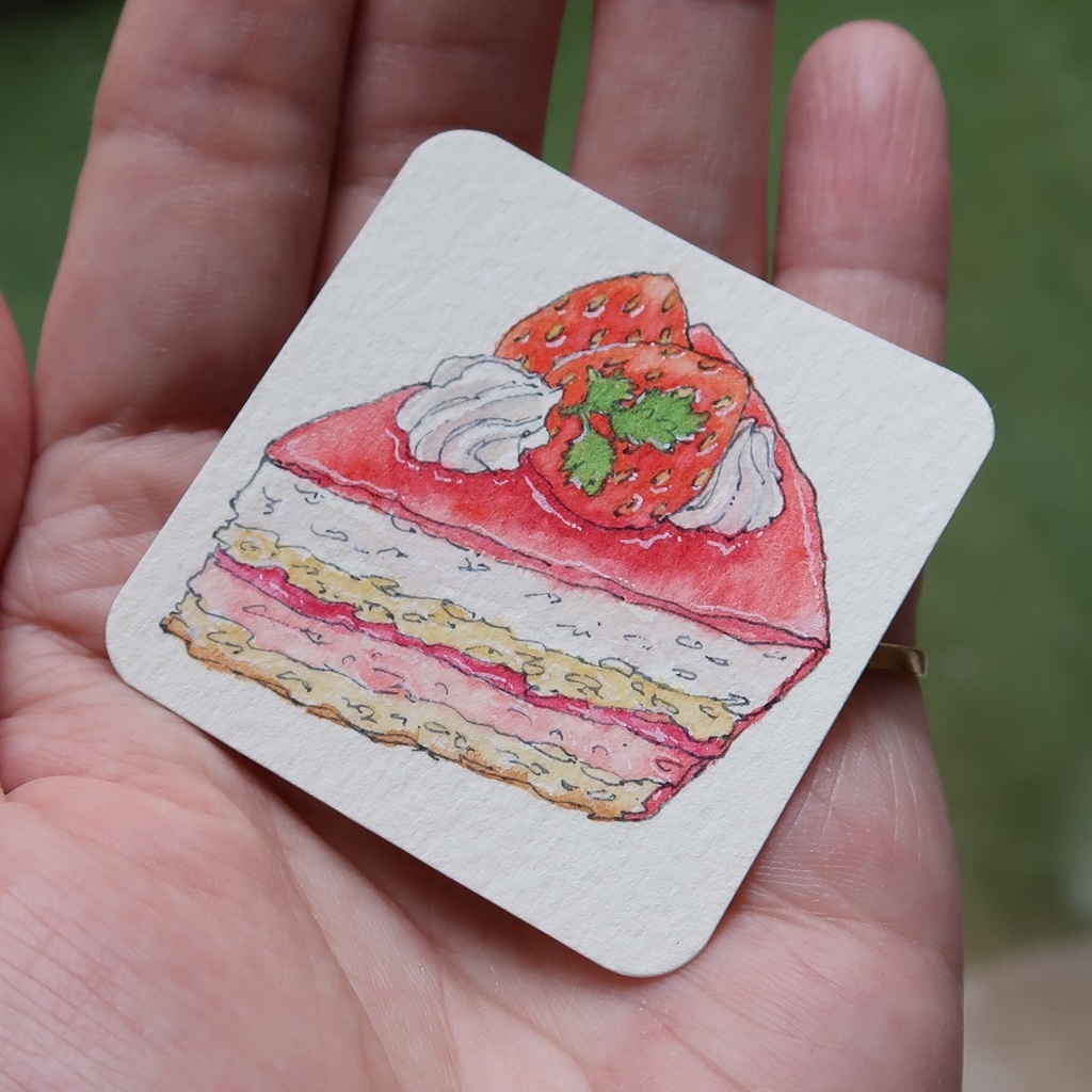 【ミニ原画】ベリーケーキ（アクリルフレーム付き）
