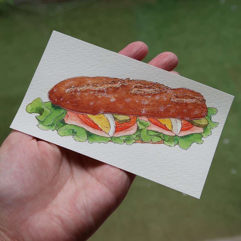 【ミニ原画】ハムたまごサンド（フレーム付き）