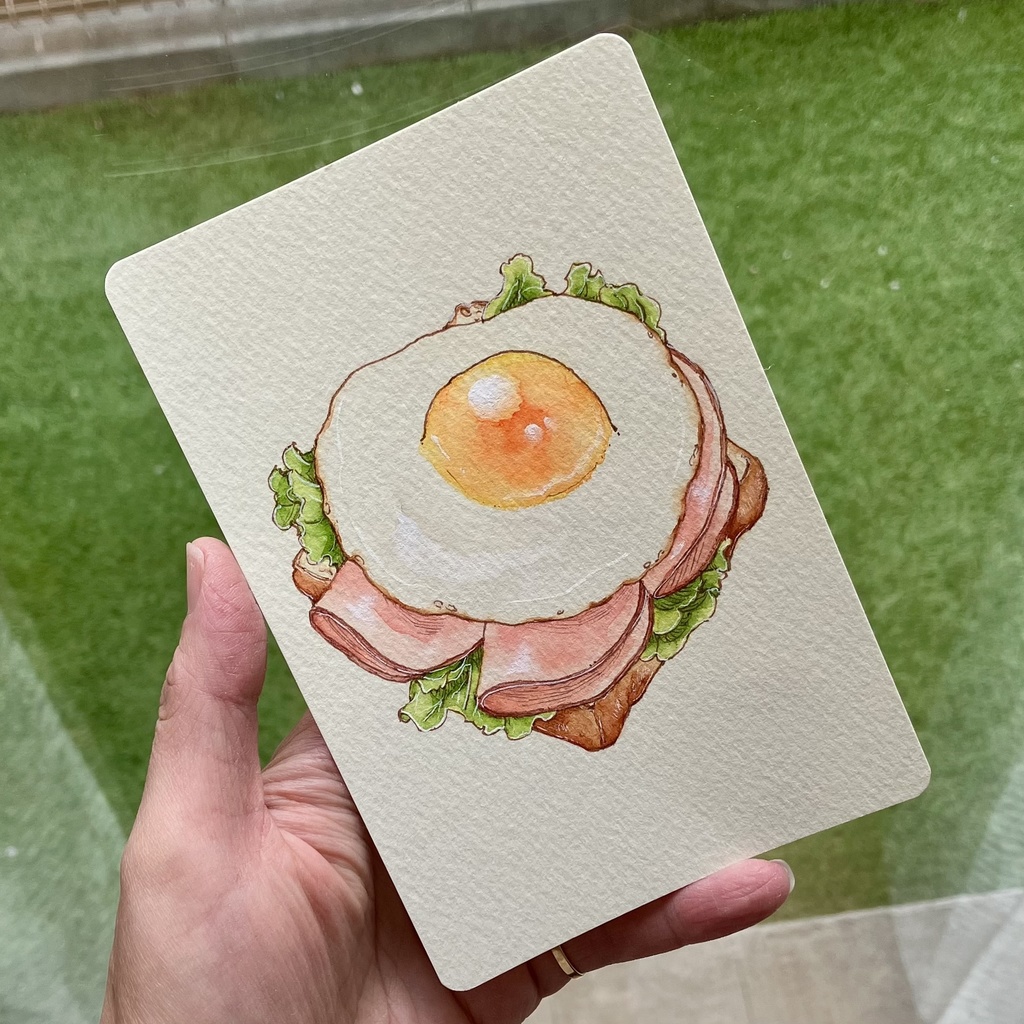 【ミニ原画】たまごハムレタスパン（フレーム付き）