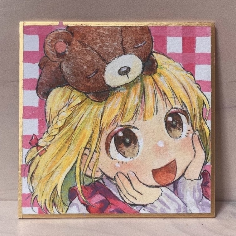 ミニ色紙　原画(ピンク)