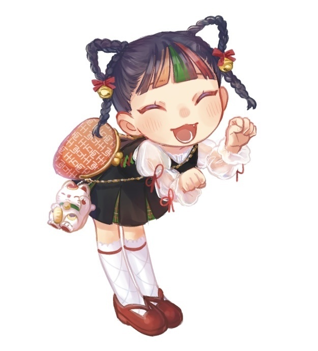 和モチーフ　擬人化ステッカー(招き猫)