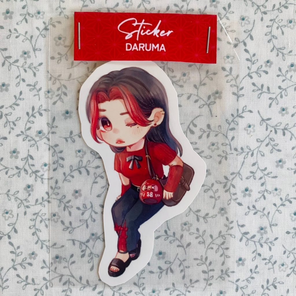 和モチーフ　擬人化ステッカー(だるま)