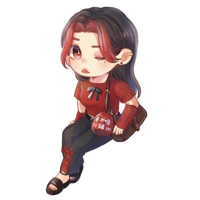 和モチーフ　擬人化ステッカー(だるま)