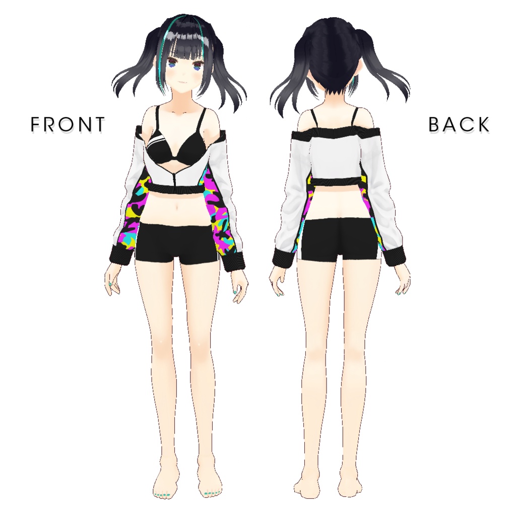 【#VRoid】ラッシュガード水着セット