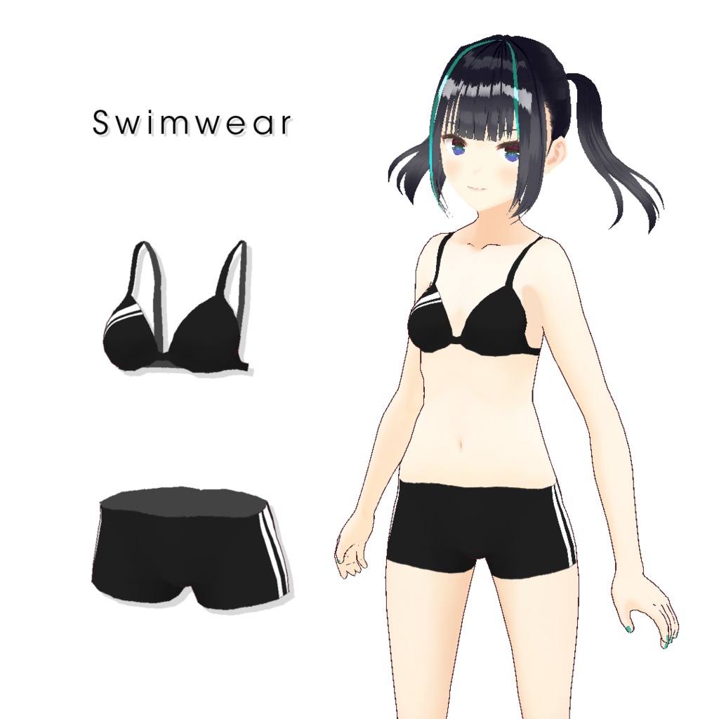 【#VRoid】ラッシュガード水着セット