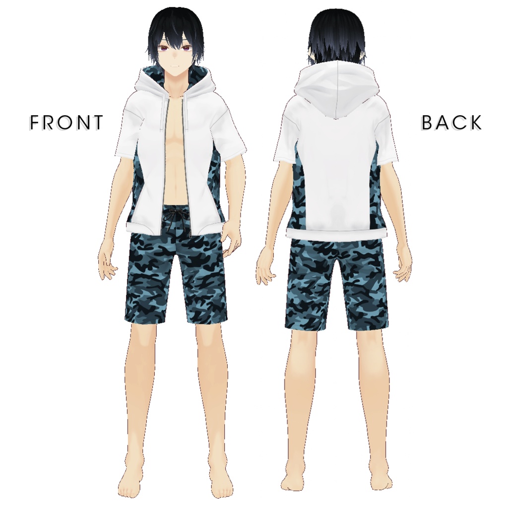 【#VRoid】ラッシュパーカー水着セット