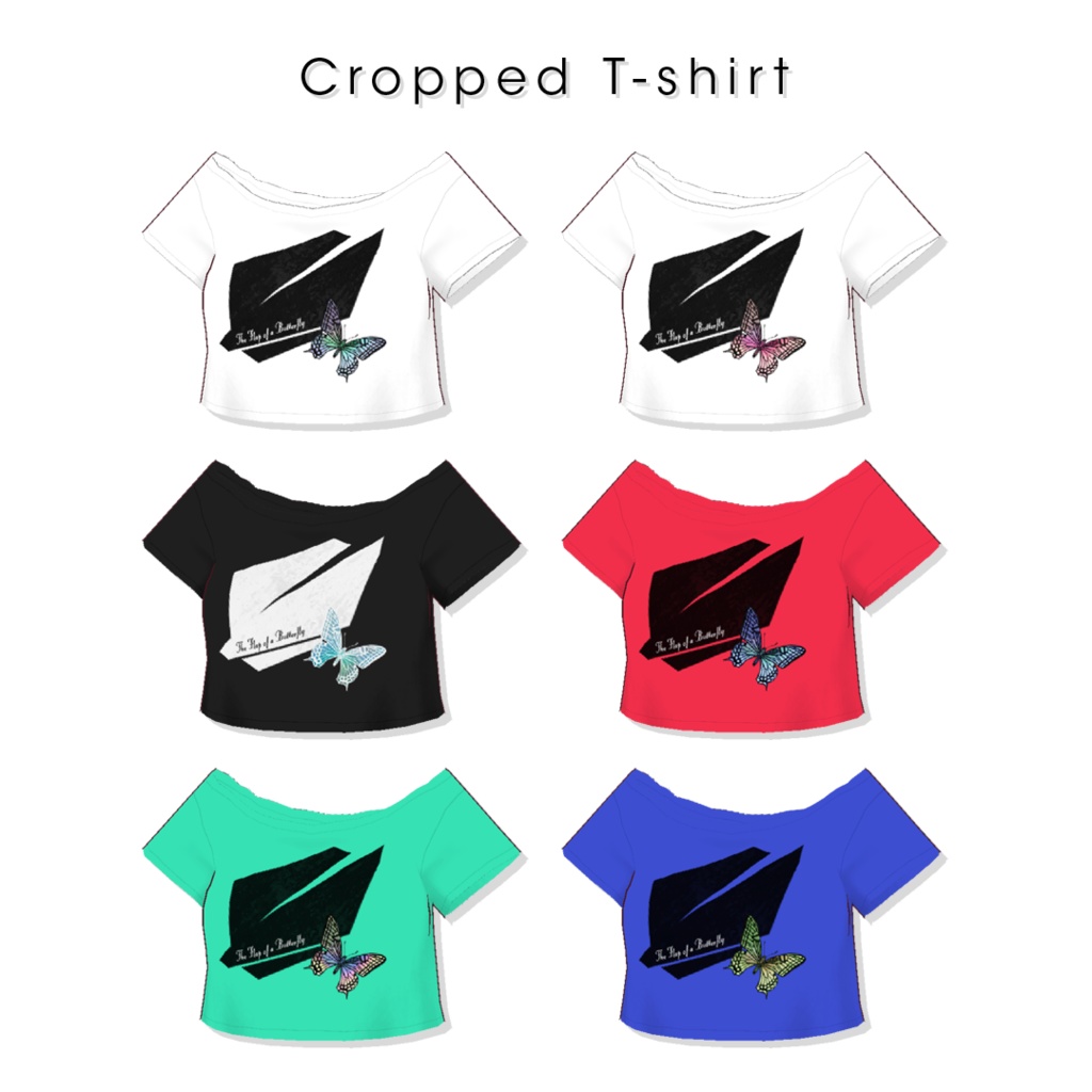 【#VRoid】ショート丈プリントTシャツ&インナートップス