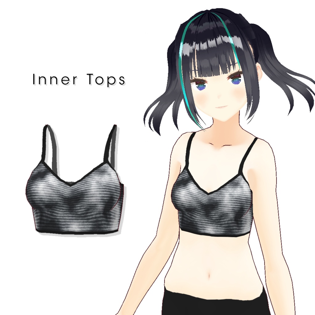 【#VRoid】ショート丈プリントTシャツ&インナートップス