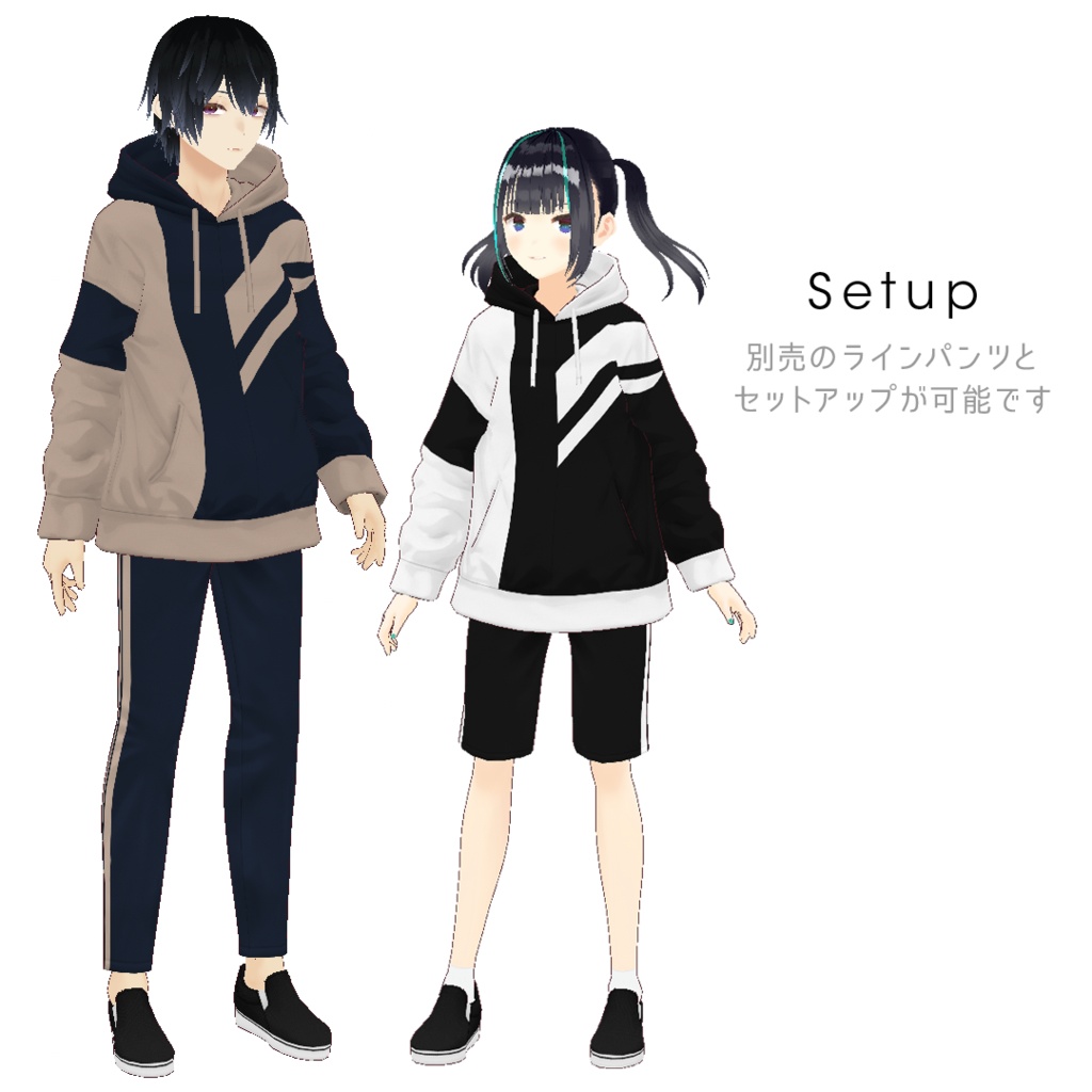 【#VRoid】バイカラーパーカー