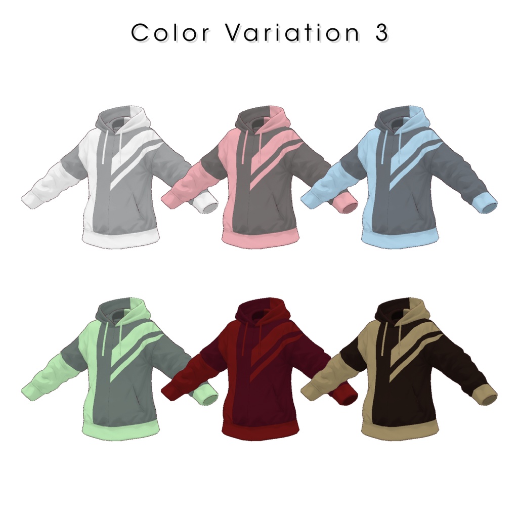 【#VRoid】バイカラーパーカー