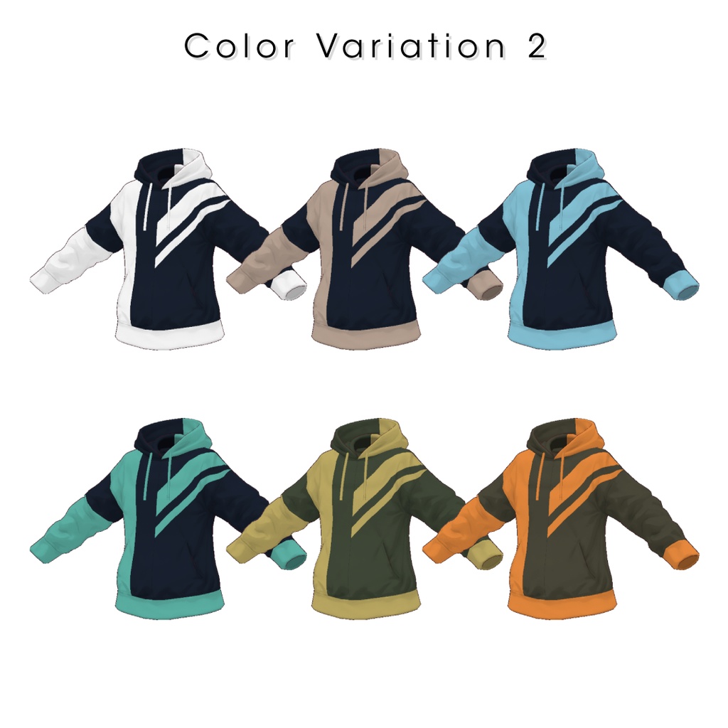 【#VRoid】バイカラーパーカー