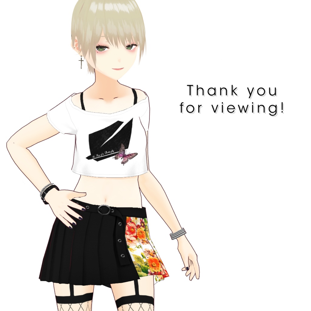 【#VRoid】ボタニカルプリーツスカート【おまけ付】