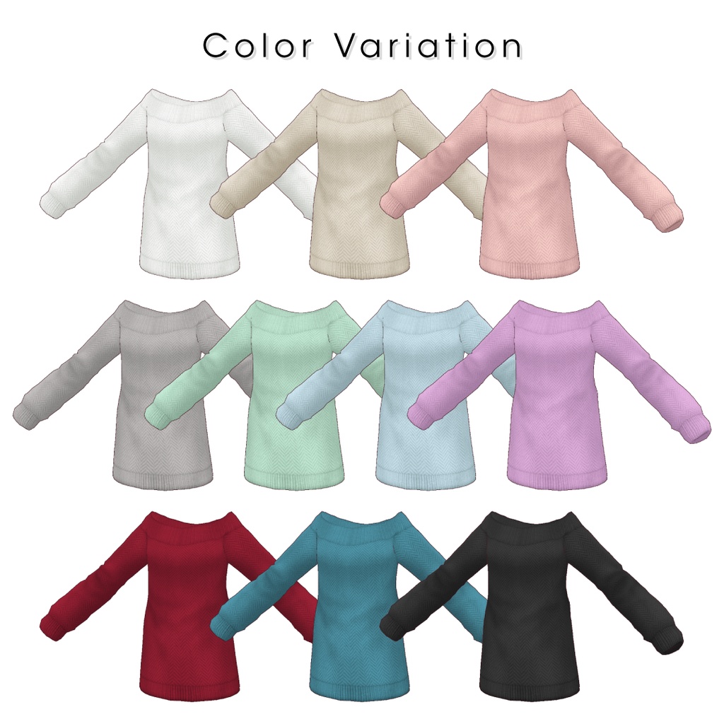 【#VRoid】ヘリンボンオフショルニット