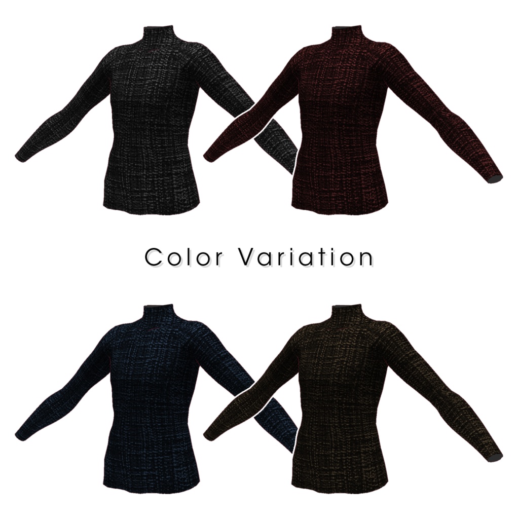 【無料/#VRoid】ツイードプリントハイネックカットソー