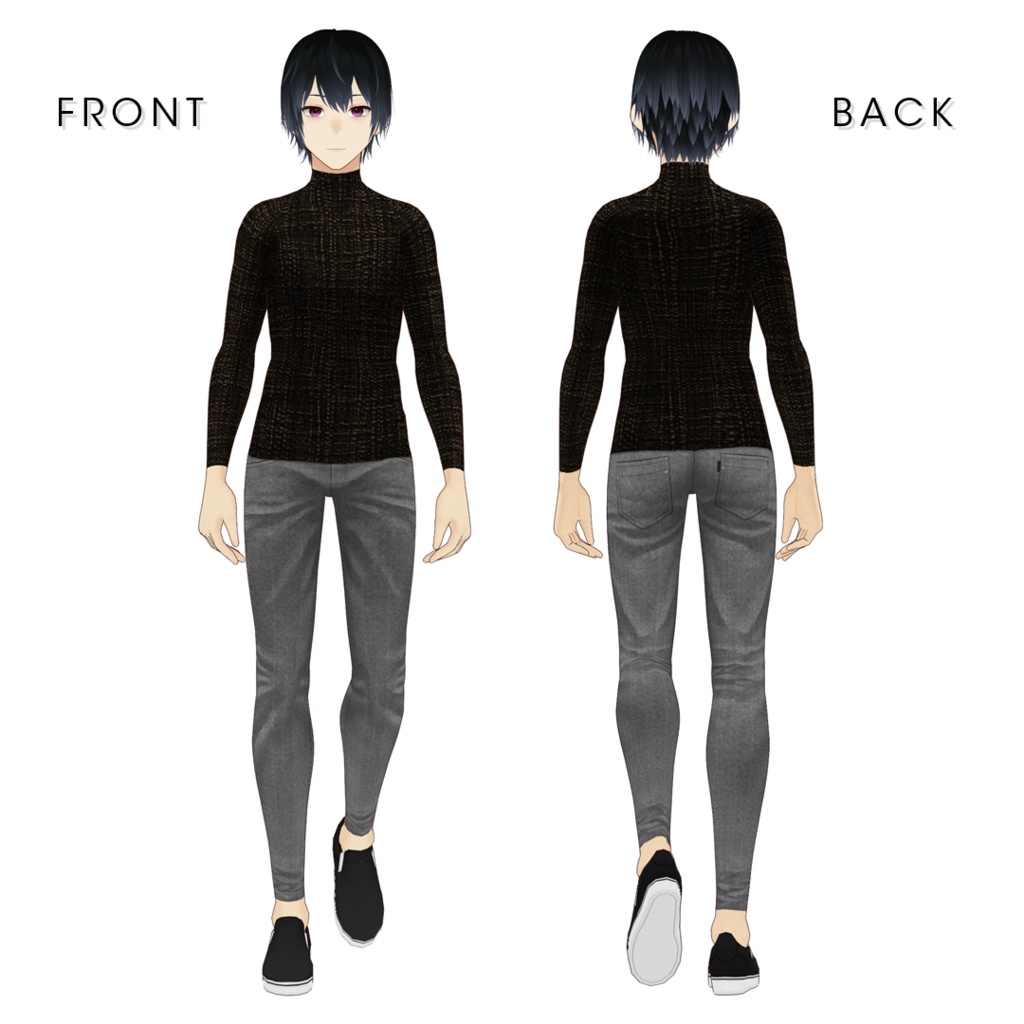 【無料/#VRoid】ツイードプリントハイネックカットソー