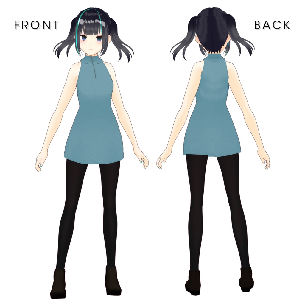 【#VRoid】ノースリーブハーフジップカットソー