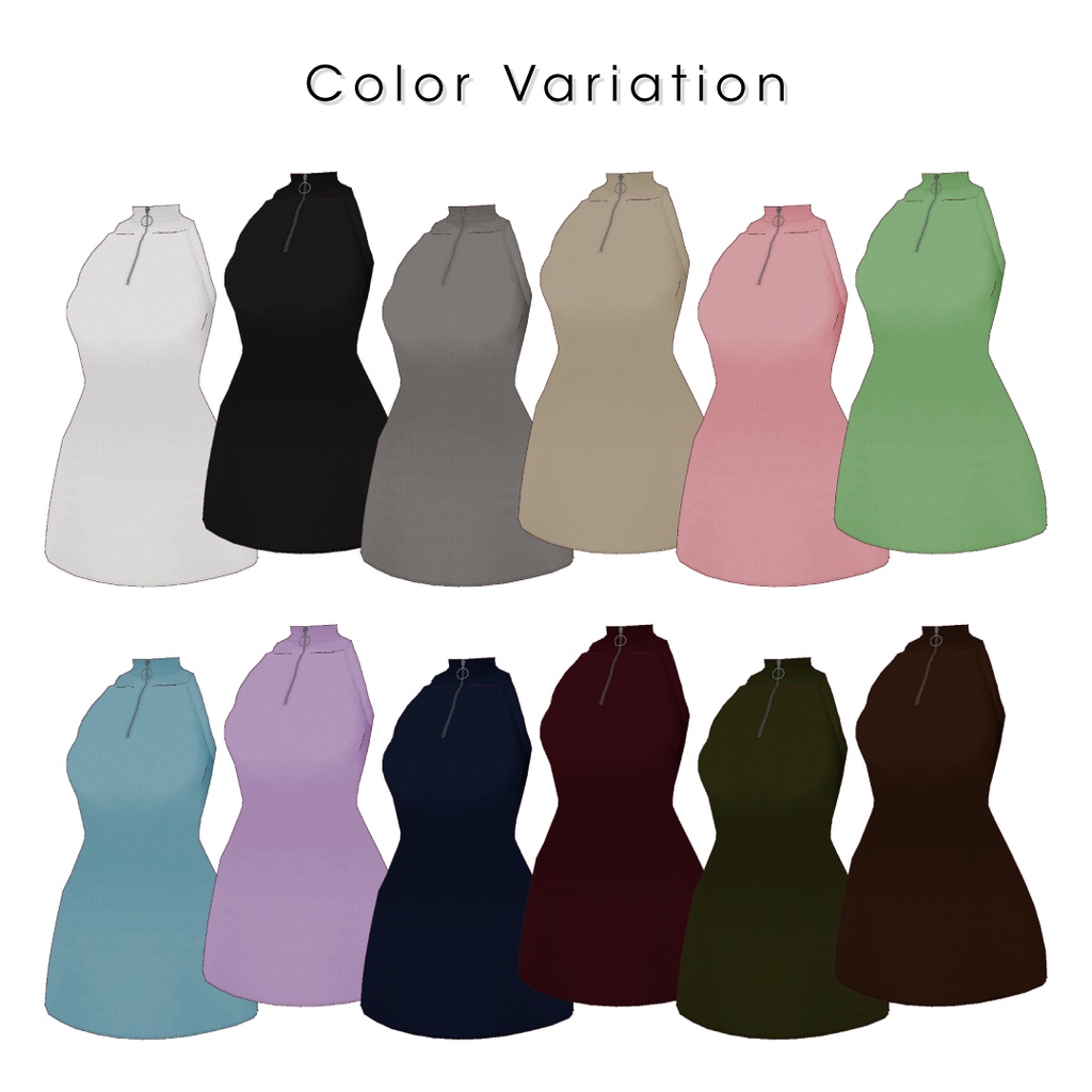 【#VRoid】ノースリーブハーフジップカットソー