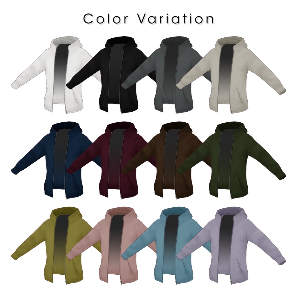 【#VRoid】ハイネックジップアップパーカー