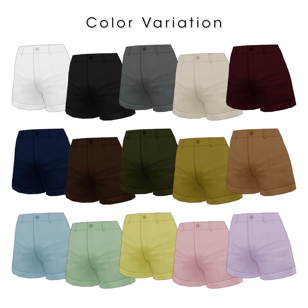 【#VRoid】ロールアップショートパンツ