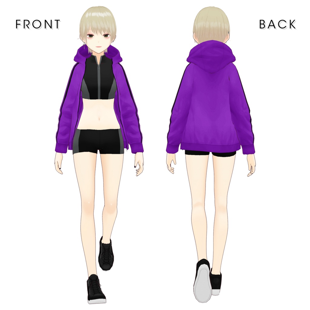 【#VRoid】サイドラインジップアップパーカー