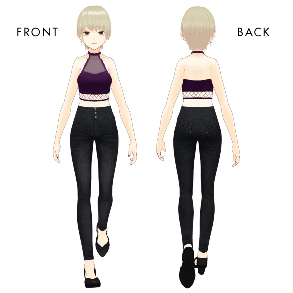 【#VRoid】ホルターネックシースルートップス