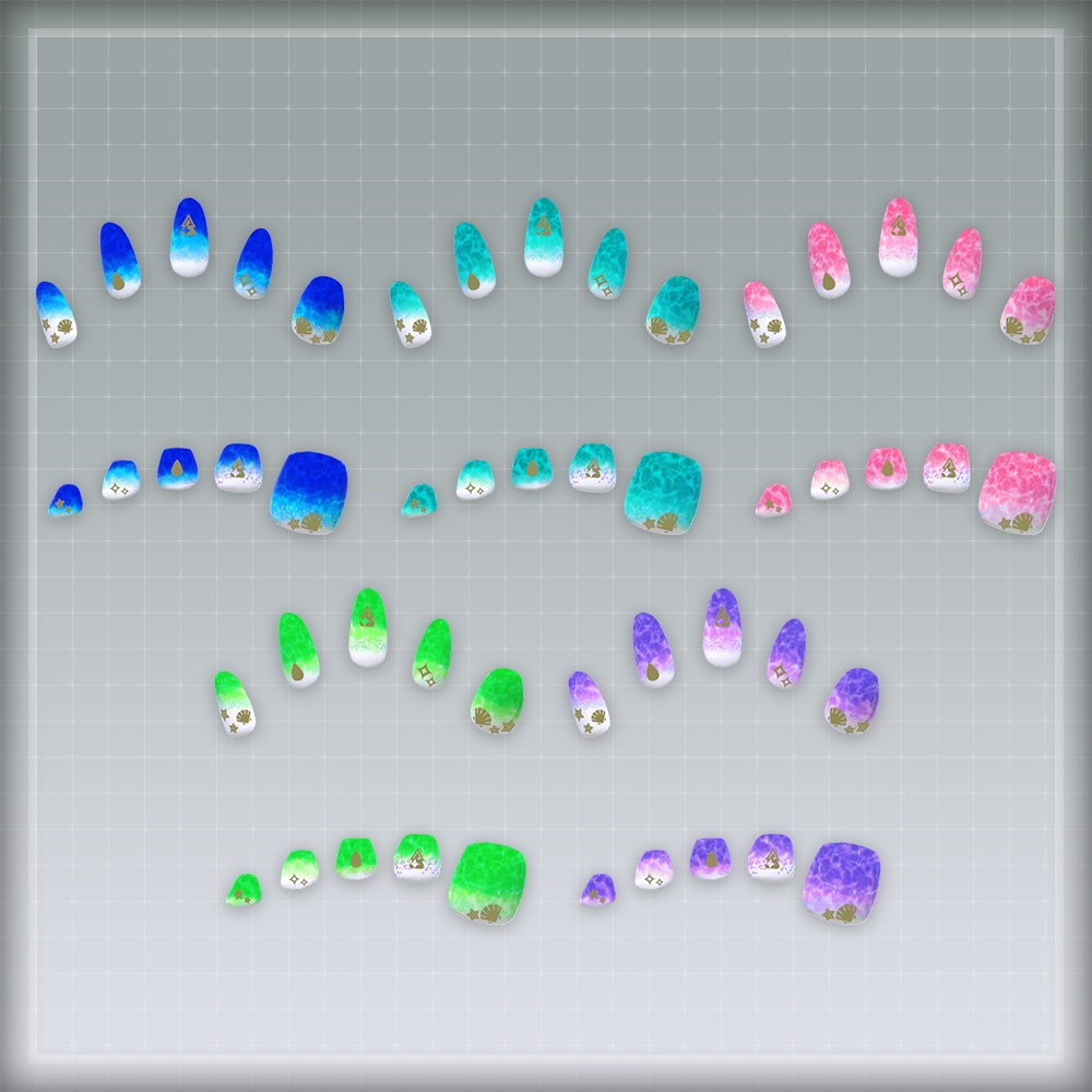 【オリジナル3Dモデル】SummerOceanNail【アバター対応ネイル】