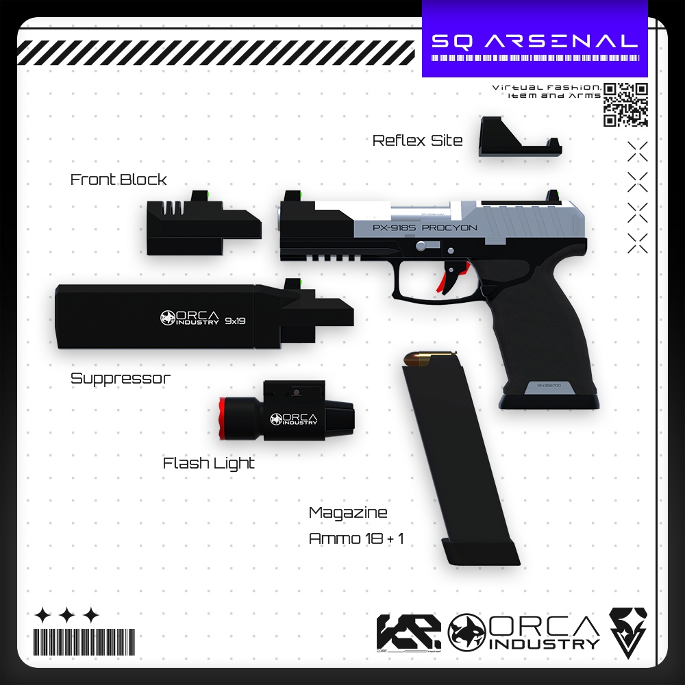 【ギミック付き3Dモデル】PX-918S_Procyon-プロキオン-【ハンドガン】