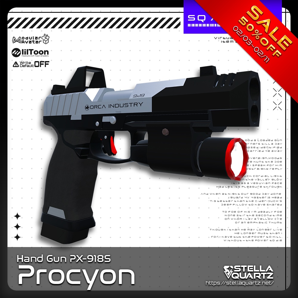 【2/3-2/11 リメイクSALE！】【ギミック付き3Dモデル】PX-918S_Procyon-プロキオン-【ハンドガン】