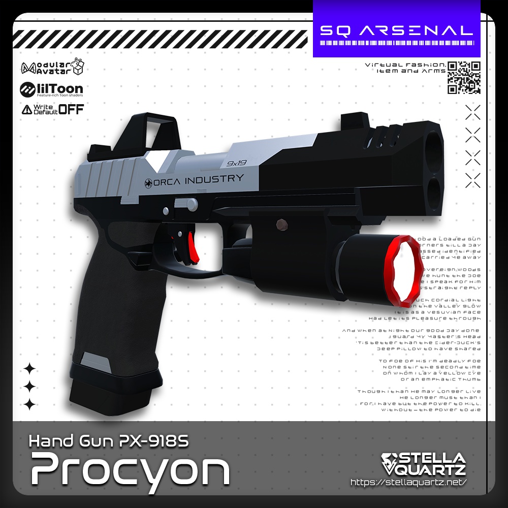【ギミック付き3Dモデル】PX-918S_Procyon-プロキオン-【ハンドガン】