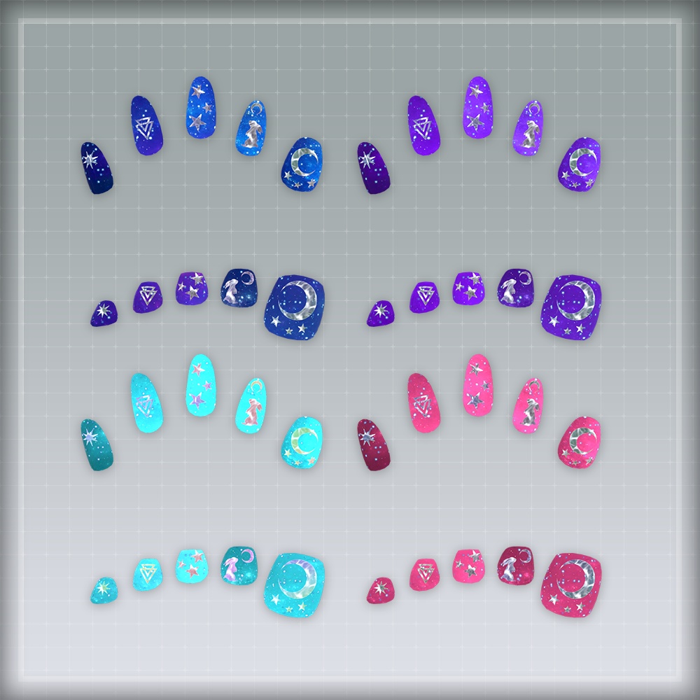 【オリジナル3Dモデル】MoonRabbitNail【アバター対応ネイル】