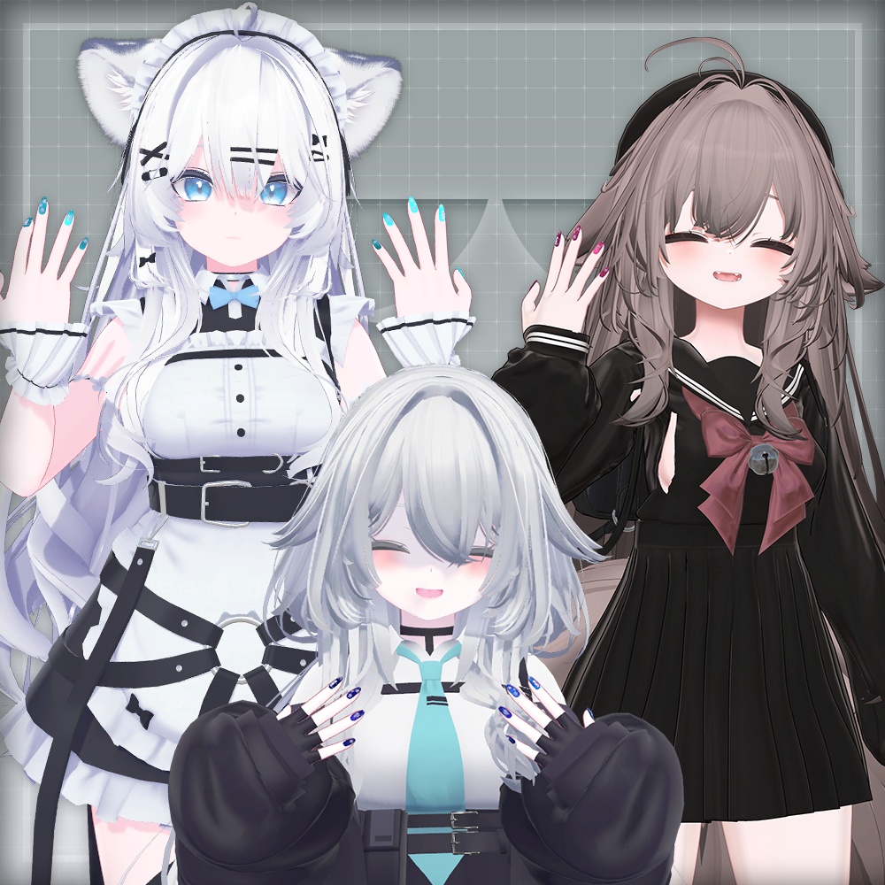 【オリジナル3Dモデル】MoonRabbitNail【アバター対応ネイル】