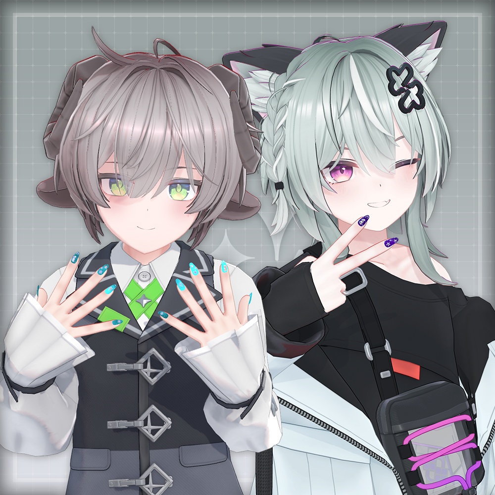 【オリジナル3Dモデル】MoonRabbitNail【アバター対応ネイル】