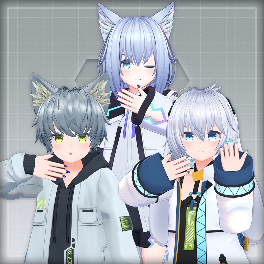 【オリジナル3Dモデル】MoonRabbitNail【アバター対応ネイル】