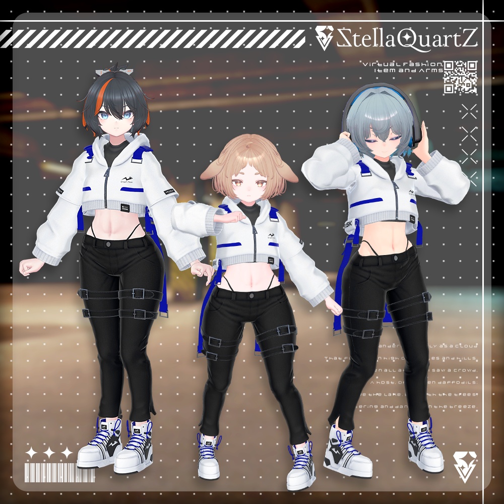 【アバター向け衣装3Dモデル】BRISK Street Style -ブリスクストリートスタイル-【スキニーパンツ&パーカー】