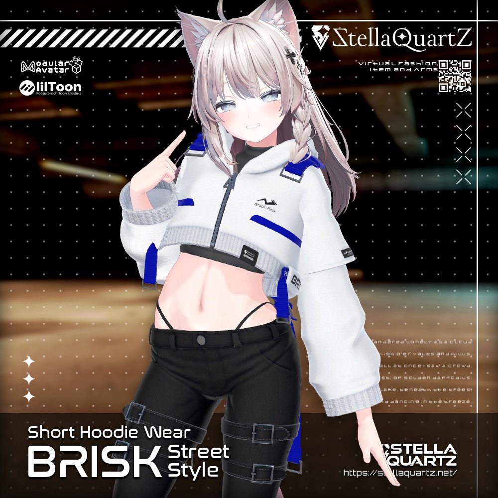 【アバター向け衣装3Dモデル】BRISK Street Style -ブリスクストリートスタイル-【スキニーパンツ＆パーカー】